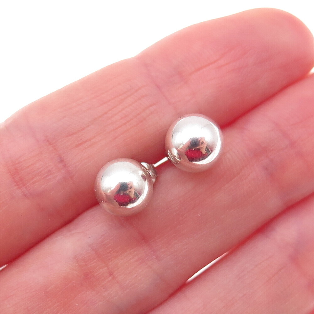 Tiffany & Co. 925 Sterling Silver Vintage HardWear 8mm Ball Stud Earrings